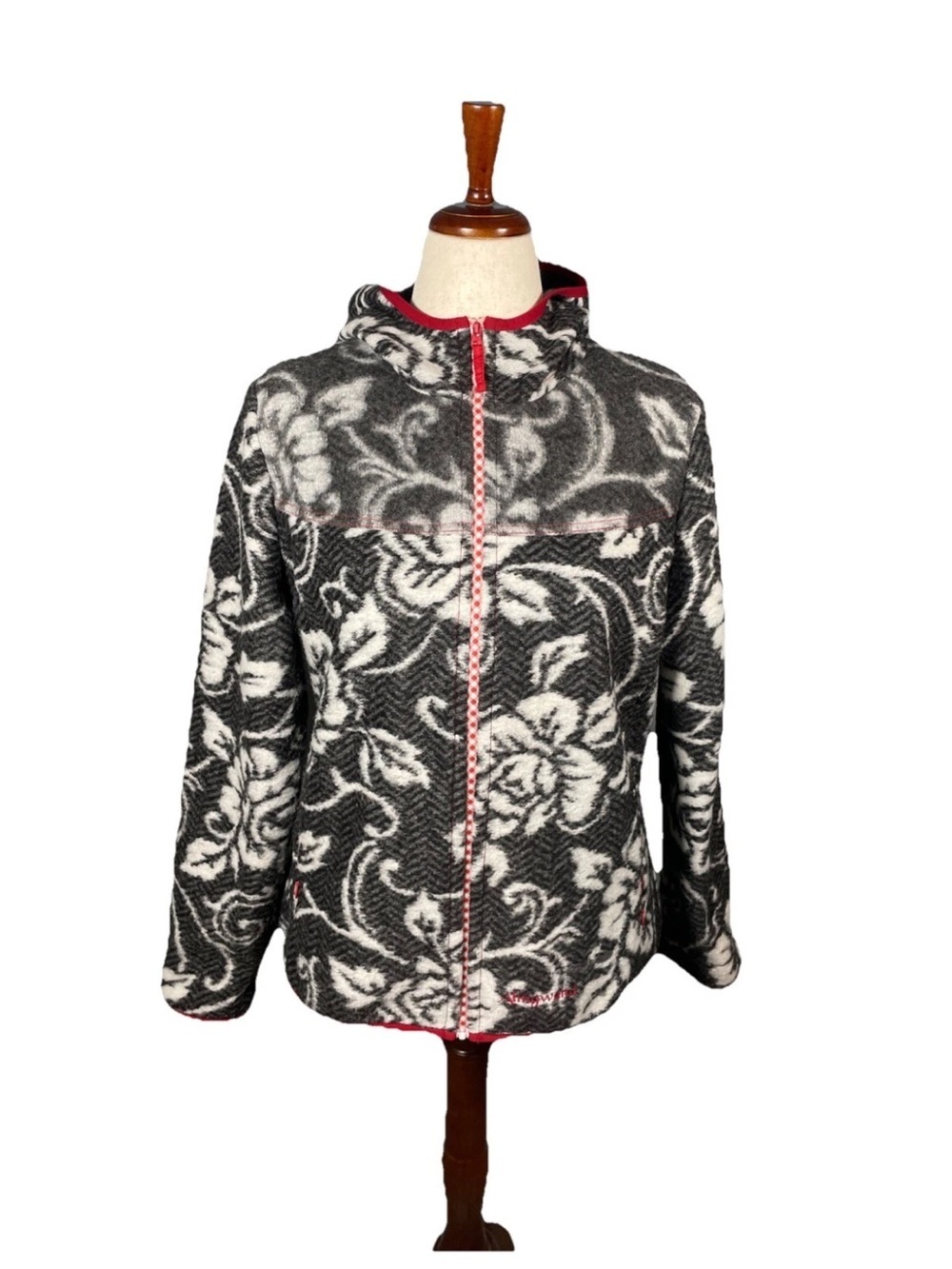 Almgwand Austria Hooded Knit Full Zip Wool Hoodie Jacket Ski Apres Size 46